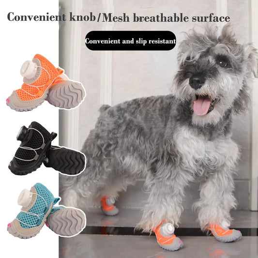 Breathable Fashion Colors Dog Shoes rotating button shoelaces breathable soft sole Shoes Anti slip and convenient for Dogs