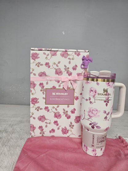 Stanley x LoveShackFancy Quencher H2.0 FlowState Tumbler 40oz – Ribbon Rosa