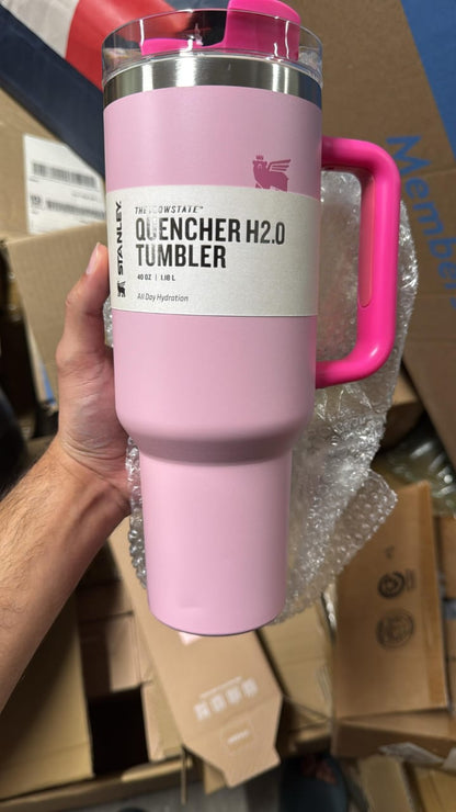 Stanley 40oz Flamingo Pink Tumbler Stainless Steel H2.0 FlowState Quencher