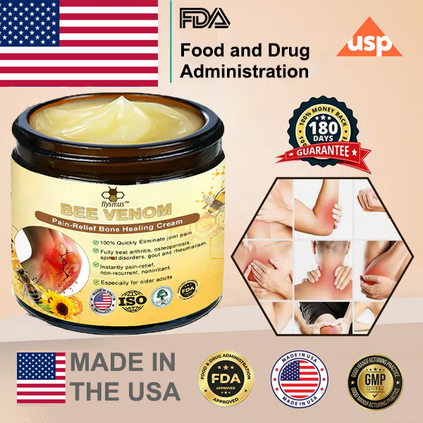 ⭐✅Official Store: flysmus™ Bee-Venom Pain-Relief Bone Healing Cream👨‍⚕️ Orthopaedic Association（AAOS）Approved(Reducing joint swelling, pain, stiffness, redness, warmth, soreness, and joint fatigue)