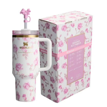 Stanley x LoveShackFancy Quencher H2.0 FlowState Tumbler 40oz – Ribbon Rosa